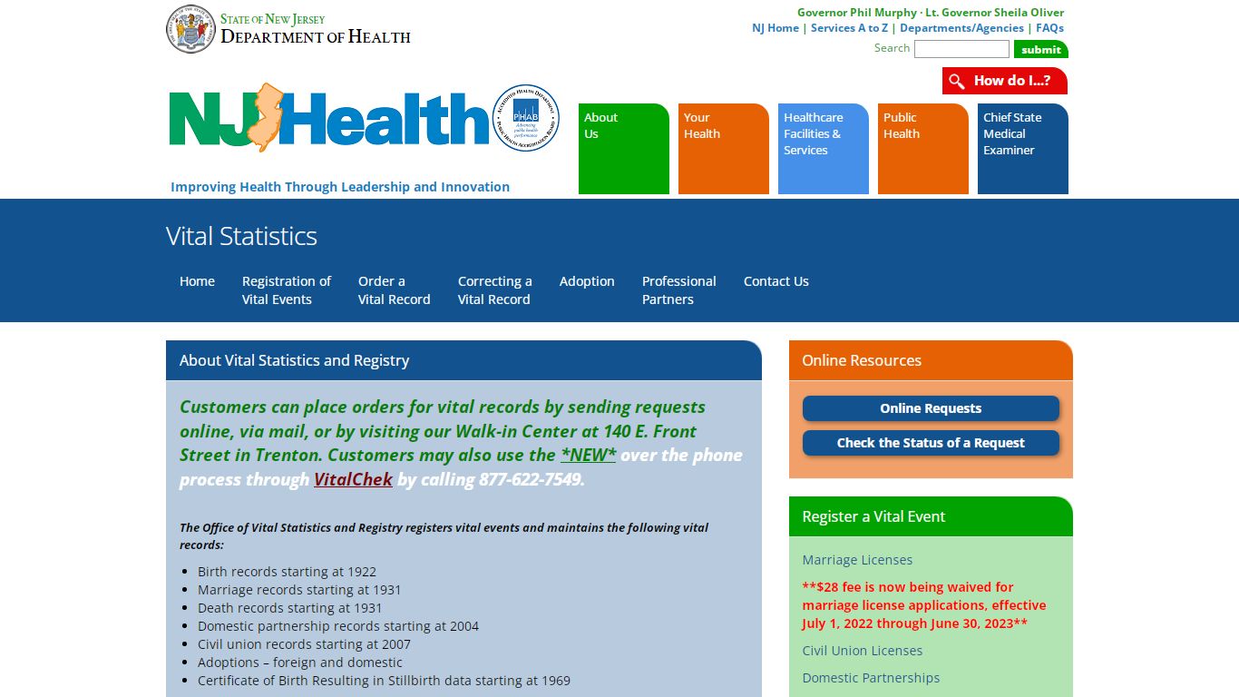 Department of Health | Vital Statistics